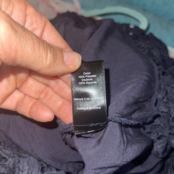 ASTR The Label Midi A-Line Dress Size Medium Navy Blue Lace Sleeveless New - Picture 8 of 10